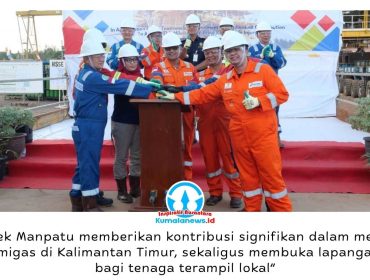 PT Pertamina Hulu Mahakam (PHM) melaksanakan seremoni Load Out dan Sail Away Topside sebagai penanda kemajuan signifikan Proyek Pengembangan Lapangan Migas Manpatu. Proyek ini ditargetkan mulai berproduksi (onstream) pada Kuartal I 2027, dengan rencana pengeboran perdana pada Kuartal IV 2026. Kegiatan tersebut berlangsung di fasilitas fabrikasi PT Meindo Elang Indah, Tanjung Pinang, Kepulauan Riau, pada 17 April 2026. Dok: PT Pertamina Hulu Mahakam – PT Pertamina Hulu Indonesia.