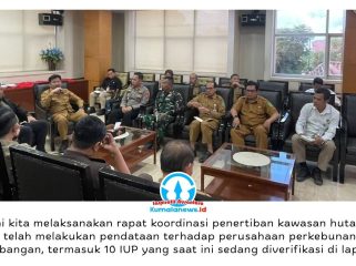 Suasana Sosialisasi dan Rapat Koordinasi Penertiban Kawasan Hutan oleh Satuan Tugas PKH di Ruang Executive Kantor Bupati Kutai Kartanegara, Selasa (14/4/2026), yang digelar Pemkab Kukar bersama Polri, TNI, dan instansi terkait. Dok: Humas Polres Kutai Kartanegara.