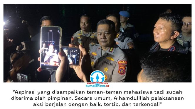 
 Kepala Kepolisian Daerah (Kapolda) Kalimantan Timur (Kaltim), Irjen Pol. Endar Priantoro, memberikan keterangan pers terkait pelaksanaan aksi penyampaian aspirasi oleh aliansi mahasiswa yang berlangsung tertib dan kondusif di Samarinda, Selasa (21/4/2026). Foto: Yana Ashari.