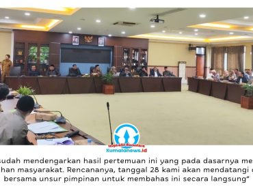 Suasana Rapat Dengar Pendapat (RDP) DPRD Kabupaten Kutai Kartanegara bersama masyarakat dan pihak terkait yang membahas polemik penertiban di kawasan Tahura, khususnya di Kelurahan Sungai Merdeka dan Bukit Merdeka, Senin (27/4/2026). Rapat ini digelar untuk menjawab keresahan ribuan warga terdampak kebijakan. Foto: Akmal Hafidz Krisnowo.