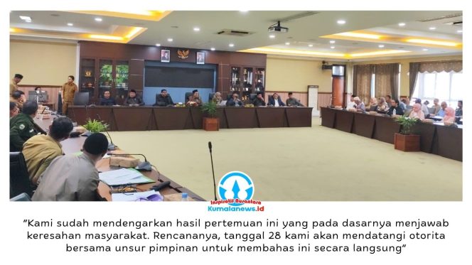 
 Suasana Rapat Dengar Pendapat (RDP) DPRD Kabupaten Kutai Kartanegara bersama masyarakat dan pihak terkait yang membahas polemik penertiban di kawasan Tahura, khususnya di Kelurahan Sungai Merdeka dan Bukit Merdeka, Senin (27/4/2026). Rapat ini digelar untuk menjawab keresahan ribuan warga terdampak kebijakan. Foto: Akmal Hafidz Krisnowo.