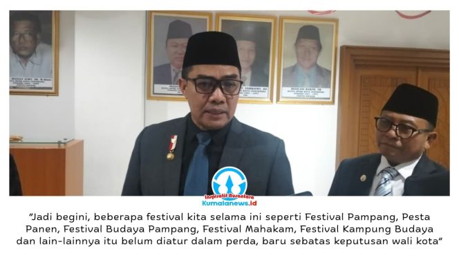 
 Wali Kota Samarinda, Andi Harun, memberikan keterangan terkait pentingnya penguatan dasar hukum terhadap berbagai festival budaya dan pariwisata di Kota Samarinda agar pelaksanaannya dapat berlangsung secara berkelanjutan, terarah, dan tidak mudah berubah seiring pergantian kepemimpinan daerah. Foto: Yana Ashari.