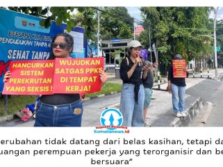 Momentum peringatan Hari Buruh Internasional (May Day) 1 Mei 2026 dimanfaatkan Perempuan Mahardhika Samarinda untuk menyuarakan kondisi buruh perempuan yang dinilai masih jauh dari sejahtera. Foto: Yana Ashari.