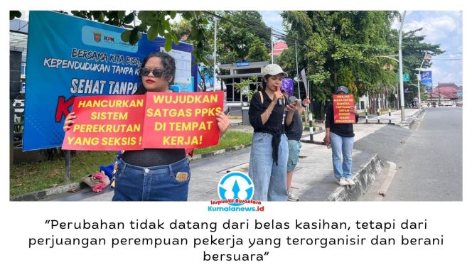 
 Momentum peringatan Hari Buruh Internasional (May Day) 1 Mei 2026 dimanfaatkan Perempuan Mahardhika Samarinda untuk menyuarakan kondisi buruh perempuan yang dinilai masih jauh dari sejahtera. Foto: Yana Ashari.