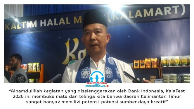 
 Anggota Komisi II DPRD Kota Samarinda, Viktor Yuan memberikan keterangan terkait pelaksanaan Closing Ceremony Kaltim Halal Festival (KalaFest) 2026 di Islamic Center Samarinda, Jumat (8/5/2026) malam. Foto: Yana Ashari.