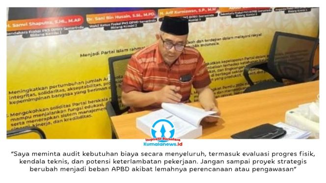 
 Wakil Ketua Komisi III DPRD Kota Samarinda, Arif Kurniawan, memberikan keterangan terkait proyek strategis pembangunan Terowongan Samarinda yang dinilai harus tetap berjalan dengan mengedepankan prinsip transparansi dan akuntabilitas anggaran. Foto: Yana Ashari.