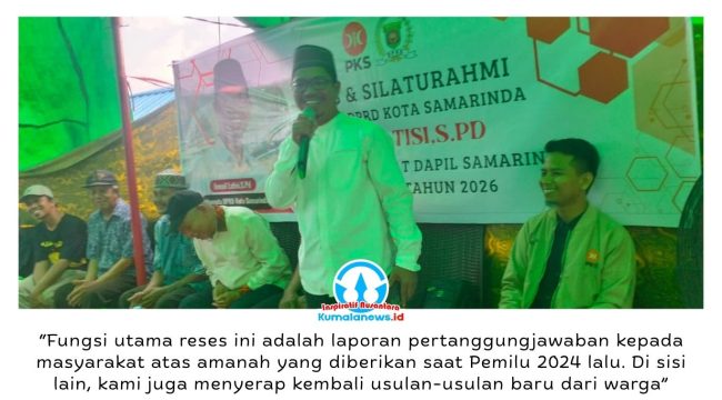 Ismail Latisi menggelar kegiatan reses dan silaturahmi bersama masyarakat di Jalan Otto Iskandardinata, Lapangan Gunung Udik, samping Langgar Alifiyah, Kecamatan Samarinda Ilir, Sabtu (23/5/2026). Kegiatan tersebut dihadiri tokoh masyarakat, tokoh agama, pengurus DPC PKS Samarinda Ilir, serta warga setempat untuk menyerap dan menyampaikan perkembangan aspirasi masyarakat. Foto: Yana Ashari.