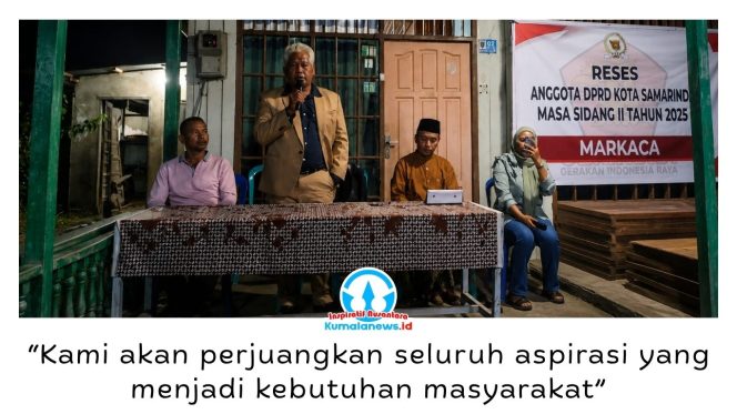 
 Markaca menggelar kegiatan reses Masa Sidang II Tahun 2026 di Jalan Kehewanan II RT 08, Kelurahan Sungai Kapih, Minggu (24/5/2026) malam. Kegiatan tersebut dihadiri Ketua RT 08 Reno Darsono, tokoh masyarakat, serta warga yang menyampaikan berbagai aspirasi terkait pembangunan lingkungan dan pelayanan dasar masyarakat. Foto: Yana Ashari.
