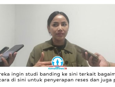 Wakil Ketua DPRD Kota Samarinda, Celni Pita Sari memberikan keterangan usai menerima kunjungan kerja Komisi III DPRD Kabupaten Nunukan terkait studi banding optimalisasi pengelolaan anggaran penjaringan aspirasi DPRD di Kantor DPRD Kota Samarinda, Senin (25/5/2026). Foto: Yana Ashari.