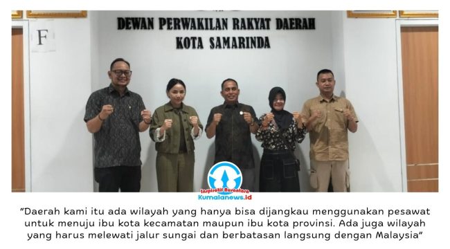 Anggota Komisi III DPRD Kabupaten Nunukan, Said Hasan bersama rombongan berfoto dengan Wakil Ketua DPRD Kota Samarinda, Celni Pita Sari usai pertemuan studi banding di Kantor DPRD Kota Samarinda, Senin (25/5/2026). Foto: Yana Ashari.