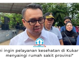 Aulia Rahman Basri memberikan keterangan terkait upaya Pemerintah Kabupaten Kutai Kartanegara (Kukar) dalam meningkatkan layanan kesehatan melalui pengembangan fasilitas rumah sakit, pembangunan laboratorium kesehatan masyarakat, serta pemenuhan tenaga dokter di wilayah pedalaman, Minggu (24/5/2026). Foto: Fairuzzabady.