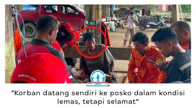 Rofik (40), warga Desa Telemow, Kecamatan Sepaku, Kabupaten Penajam Paser Utara, ditemukan selamat setelah sempat dilaporkan hilang di kawasan hutan Kilometer 41 Sepaku, Kamis sore (28/5/2026). Korban ditemukan tim SAR gabungan dalam kondisi lemas usai dilakukan pencarian sejak pagi hari. Foto: Dok. Humas Basarnas Kaltim.