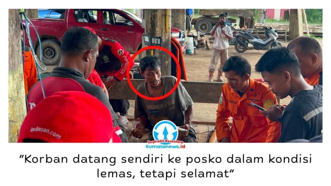 
 Rofik (40), warga Desa Telemow, Kecamatan Sepaku, Kabupaten Penajam Paser Utara, ditemukan selamat setelah sempat dilaporkan hilang di kawasan hutan Kilometer 41 Sepaku, Kamis sore (28/5/2026). Korban ditemukan tim SAR gabungan dalam kondisi lemas usai dilakukan pencarian sejak pagi hari. Foto: Dok. Humas Basarnas Kaltim.