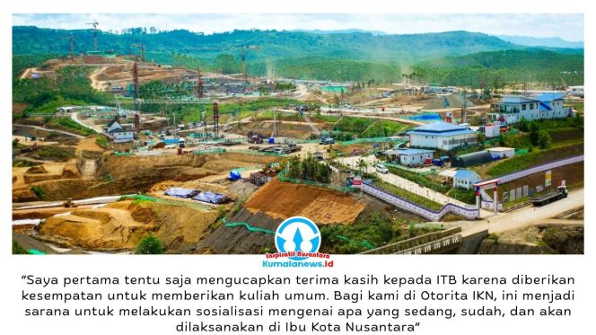 
 Staf Khusus Kepala Otorita IKN Bidang Manajemen Kebijakan dan Strategi Konstruksi, Danis Hidayat Sumadilaga, menyampaikan materi bertajuk “Perencanaan dan Pelaksanaan Pembangunan IKN” saat menjadi narasumber dalam Kuliah Tamu Fakultas Teknik Sipil dan Lingkungan (FTSL) Institut Teknologi Bandung (ITB) yang digelar secara daring, Jumat (8/5/2026). Dok: Humas Otorita Ibu Kota Nusantara.
