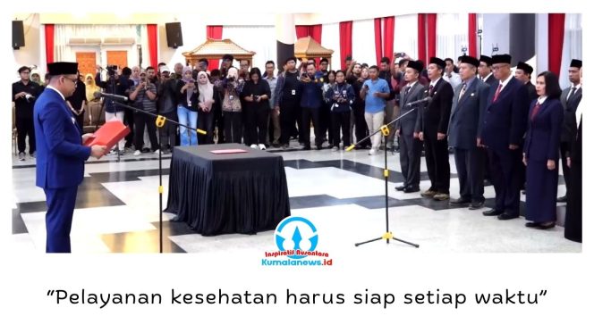 
 Bupati Kukar Aulia Rahman Basri melantik Pejabat Pimpinan Tinggi Pratama, Administrator, dan Pengawas di lingkungan Pemerintah Kabupaten Kutai Kartanegara di Pendopo Odah Etam, Tenggarong, Jumat (8/5/2026). Dok.: Dokpim Kukar.