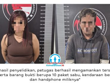Dua tersangka kasus penyalahgunaan narkotika jenis sabu berhasil diamankan oleh Satuan Reserse Narkoba (Satresnarkoba) Polres Kutai Kartanegara di wilayah Desa Sebulu Modern, Kecamatan Sebulu, Kabupaten Kutai Kartanegara. Dalam pengungkapan tersebut, polisi turut menyita sejumlah paket sabu dan barang bukti lainnya. Foto: Dok. Satresnarkoba Polres Kukar.