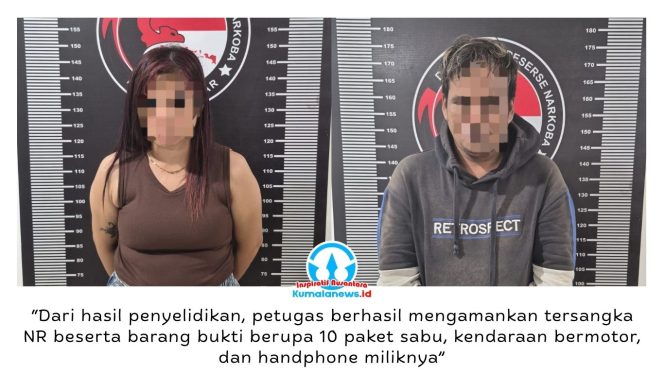 
 Dua tersangka kasus penyalahgunaan narkotika jenis sabu berhasil diamankan oleh Satuan Reserse Narkoba (Satresnarkoba) Polres Kutai Kartanegara di wilayah Desa Sebulu Modern, Kecamatan Sebulu, Kabupaten Kutai Kartanegara. Dalam pengungkapan tersebut, polisi turut menyita sejumlah paket sabu dan barang bukti lainnya. Foto: Dok. Satresnarkoba Polres Kukar.