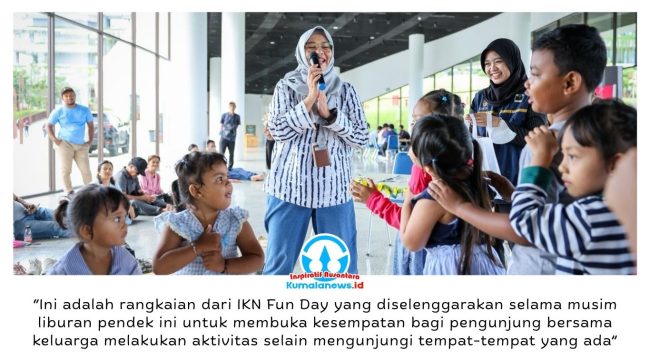 Suasana hangat dan penuh keceriaan mewarnai kegiatan mendongeng dalam rangkaian “IKN Fun Day” di kawasan Ibu Kota Nusantara saat ratusan anak bersama keluarga mengikuti aktivitas edukatif selama libur Hari Kenaikan Yesus Kristus, Minggu (17/05/2026). Dok: Humas Otorita Ibu Kota Nusantara.