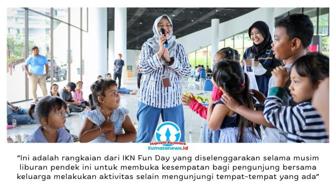 
 Suasana hangat dan penuh keceriaan mewarnai kegiatan mendongeng dalam rangkaian “IKN Fun Day” di kawasan Ibu Kota Nusantara saat ratusan anak bersama keluarga mengikuti aktivitas edukatif selama libur Hari Kenaikan Yesus Kristus, Minggu (17/05/2026). Dok: Humas Otorita Ibu Kota Nusantara.