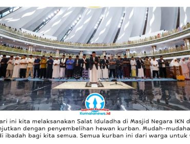 Suasana pelaksanaan Salat Iduladha 1447 Hijriah/2026 Masehi perdana di Masjid Negara IKN, Nusantara, Rabu (27/5/2026), yang diselenggarakan oleh Otorita Ibu Kota Nusantara (IKN). Kegiatan tersebut dilanjutkan dengan penyerahan dan penyembelihan hewan kurban sebagai bentuk kepedulian sosial kepada masyarakat sekitar kawasan IKN dan para pekerja pembangunan ibu kota baru. Foto: Humas Otorita IKN. Foto: Dok. Humas Otorita Ibu Kota Nusantara.