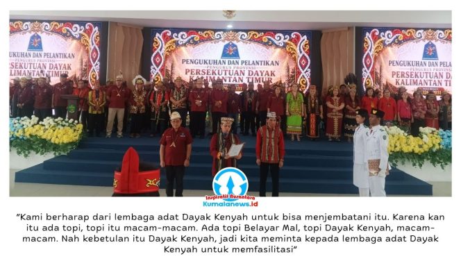 
 Pelantikan Pengurus Provinsi PDKT masa bhakti 2026–2031 Lembaga Adat Dayak Kenyah Kalimantan Timur berlangsung di Gedung Olah Bebaya, Kompleks Kantor Gubernur Kalimantan Timur, Samarinda, Sabtu (16/5/2026).