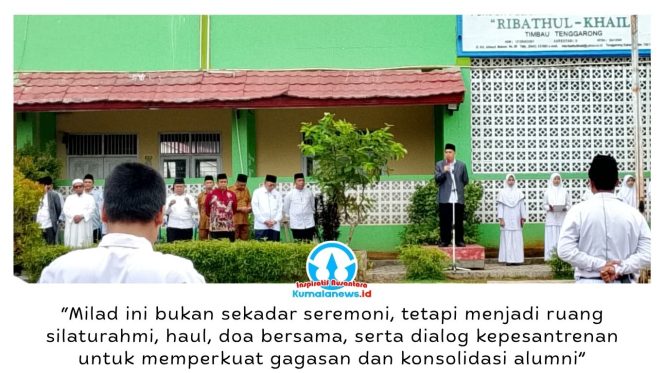 
 Apel Milad 50 Tahun dengan pembacaan sejarah pesantren oleh Ketua Yayasan dan pembina upacara Kepala Kemenag Kukar. Dok: Humas Pondok Pesantren PPKP Ribathul Khail Timbau Tenggarong.