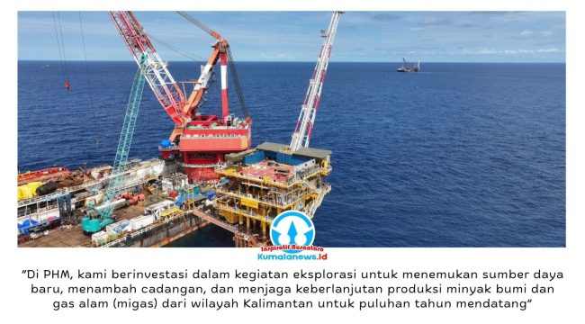 PT Pertamina Hulu Mahakam (PHM) berhasil menyelesaikan pemasangan jacket dan topside Platform Offshore Manpatu pada 27 Mei 2026. Pencapaian ini menjadi tonggak penting dalam Proyek Pengembangan Lapangan Migas Manpatu di lepas pantai South Mahakam, Kalimantan Timur. Foto: Dok. PHM – PHI.