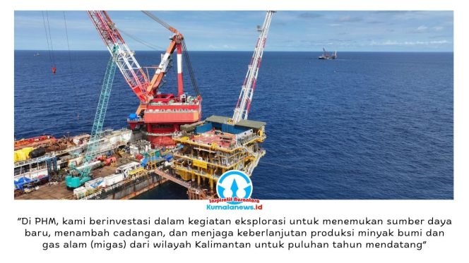 
 PT Pertamina Hulu Mahakam (PHM) berhasil menyelesaikan pemasangan jacket dan topside Platform Offshore Manpatu pada 27 Mei 2026. Pencapaian ini menjadi tonggak penting dalam Proyek Pengembangan Lapangan Migas Manpatu di lepas pantai South Mahakam, Kalimantan Timur. Foto: Dok. PHM – PHI.