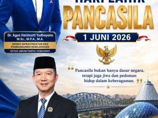 Flyer ucapan Selamat Hari Lahir Pancasila 1 Juni 2026 dari Ketua Fraksi Partai Demokrat DPRD Kota Samarinda, Viktor Yuan. Dalam momentum tersebut, ia mengajak masyarakat untuk terus memperkuat semangat persatuan, toleransi, dan kebersamaan sebagai fondasi menjaga keutuhan bangsa di tengah keberagaman. Foto: Dok. Viktor Yuan.