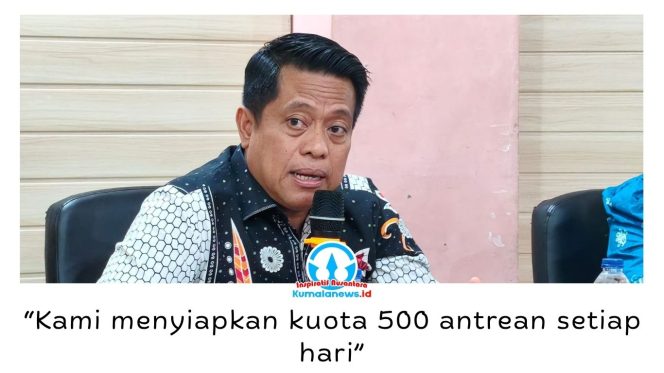 
 Kepala Disdikbud Kota Balikpapan, Irfan Taufik, mengimbau calon peserta didik memanfaatkan layanan pemesanan antrean daring selama tahapan verifikasi dan validasi SPMB 2026 yang berlangsung pada 15–23 Juni 2026. Foto: M Himansyah.