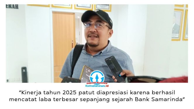 
 Ketua Komisi II DPRD Kota Samarinda, Iswandi, menyampaikan Bank Samarinda berhasil mencatat laba sebesar Rp2,742 miliar pada tahun buku 2025, menjadi capaian tertinggi sepanjang sejarah perusahaan. Atas kinerja tersebut, Bank Samarinda juga telah menyetorkan dividen sebesar Rp500 juta kepada Pemerintah Kota Samarinda sebagai pemegang saham. Foto: Yana Ashari.