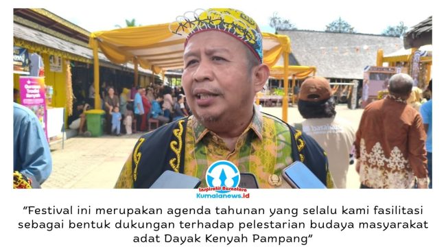 Kepala Disporapar Kota Samarinda, Muslimin, menegaskan Festival Budaya Dayak Kenyah merupakan wujud komitmen pemerintah dalam melestarikan budaya yang telah menjadi identitas masyarakat Desa Wisata Budaya Pampang. Foto: Yana Ashari.