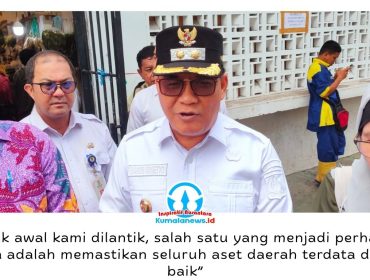Wakil Wali Kota Balikpapan, Bagus Susetyo, memberikan keterangan terkait upaya Pemkot Balikpapan mempercepat penataan dan sertifikasi aset daerah guna mendukung kelancaran pembangunan dan pengajuan bantuan pemerintah pusat. Foto: Dok. M Hilmansyah.