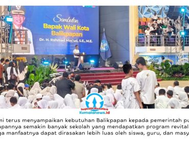 Wali Kota Balikpapan, Rahmad Mas’ud, menghadiri kegiatan Pagi Ceria bersama Menteri Pendidikan Dasar dan Menengah (Mendikdasmen), Abdul Mu’ti, di BSCC Dome Balikpapan, Jumat (5/6/2026). Foto: M Hilmansyah.