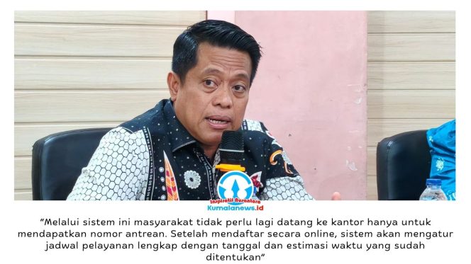 
 Kepala Dinas Pendidikan dan Kebudayaan Kota Balikpapan, Irfan Taufik, memberikan keterangan kepada awak media usai konferensi pers pelaksanaan Sistem Penerimaan Murid Baru (SPMB) Tahun Ajaran 2026/2027 di Aula Kantor Disdikbud Balikpapan, Kamis (4/6/2026). Dalam kesempatan tersebut, Disdikbud memperkenalkan sistem antrean verifikasi dan validasi dokumen secara online untuk meningkatkan kualitas pelayanan kepada masyarakat. Foto: M Hilmansyah.