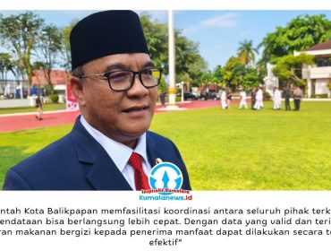 Wakil Wali Kota Balikpapan, Bagus Susetyo, memberikan keterangan kepada awak media terkait percepatan pendataan ibu hamil, ibu menyusui, dan balita sebagai penerima manfaat Program Makan Bergizi Gratis (MBG), Kamis (4/6/2026). Pemkot Balikpapan menargetkan seluruh Satuan Pelayanan Pemenuhan Gizi (SPPG) yang telah beroperasi dapat menjangkau lebih banyak kelompok rentan dengan dukungan data yang valid dan terintegrasi. Foto: M Hilmansyah.