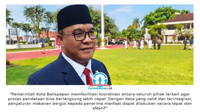 
 Wakil Wali Kota Balikpapan, Bagus Susetyo, memberikan keterangan kepada awak media terkait percepatan pendataan ibu hamil, ibu menyusui, dan balita sebagai penerima manfaat Program Makan Bergizi Gratis (MBG), Kamis (4/6/2026). Pemkot Balikpapan menargetkan seluruh Satuan Pelayanan Pemenuhan Gizi (SPPG) yang telah beroperasi dapat menjangkau lebih banyak kelompok rentan dengan dukungan data yang valid dan terintegrasi. Foto: M Hilmansyah.