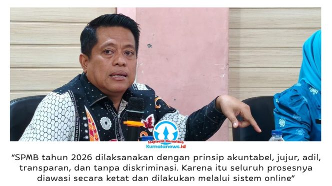 
 Kepala Dinas Pendidikan dan Kebudayaan Kota Balikpapan, Irfan Taufik, menyampaikan keterangan terkait pelaksanaan Sistem Penerimaan Murid Baru (SPMB) Tahun Ajaran 2026/2027 di Aula Kantor Disdikbud Balikpapan, Kamis (4/6/2026). Disdikbud menegaskan seluruh tahapan SPMB akan diawasi secara ketat oleh KPK, Inspektorat, dan masyarakat guna memastikan proses penerimaan peserta didik berlangsung transparan, akuntabel, dan bebas dari praktik titip-menitip. Foto: M Hilmansyah.