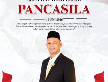 Flyer ucapan Selamat Hari Lahir Pancasila 1 Juni 2026 dari Sekretaris Komisi III DPRD Kota Samarinda, Arie Wibowo. Ia menegaskan bahwa Pancasila merupakan dasar negara sekaligus pemersatu bangsa yang telah terbukti menjaga keutuhan Indonesia. Karena itu, nilai-nilai Pancasila harus terus dipahami, dijaga, dan diamalkan sebagai pedoman dalam kehidupan bermasyarakat, berbangsa, dan bernegara. Grafis: Kumalanews.id.