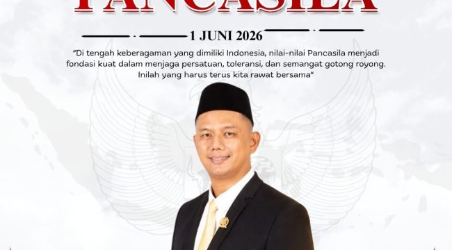 Flyer ucapan Selamat Hari Lahir Pancasila 1 Juni 2026 dari Sekretaris Komisi III DPRD Kota Samarinda, Arie Wibowo. Ia menegaskan bahwa Pancasila merupakan dasar negara sekaligus pemersatu bangsa yang telah terbukti menjaga keutuhan Indonesia. Karena itu, nilai-nilai Pancasila harus terus dipahami, dijaga, dan diamalkan sebagai pedoman dalam kehidupan bermasyarakat, berbangsa, dan bernegara. Grafis: Kumalanews.id.
