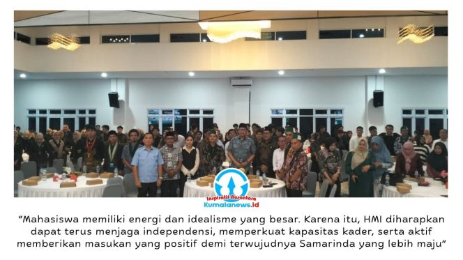 
 Keterangan Foto: Wakil Ketua DPRD Kota Samarinda, Celni Pita Sari, menghadiri pelantikan pengurus Himpunan Mahasiswa Islam (HMI) Cabang Samarinda Periode 2026/2027 dan berfoto bersama Wali Kota Samarinda, Andi Harun, Ketua Tim Wali Kota untuk Akselerasi Pembangunan (TWAP) Kota Samarinda Syaparuddin, unsur Forum Koordinasi Pimpinan Daerah (Forkopimda), serta Anggota Komisi III DPRD Kota Samarinda Muhammad Andriansyah. Foto: Yana Ashari.