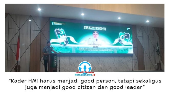 
 Wali Kota Samarinda, Andi Harun, menyampaikan sambutan pada Pelantikan Pengurus Himpunan Mahasiswa Islam (HMI) Cabang Samarinda Periode 2026–2027. Dalam kesempatan tersebut, ia menegaskan bahwa kader HMI harus menjadi pribadi berintegritas, warga negara yang baik, dan calon pemimpin yang bertanggung jawab. Foto: Yana Ashari.