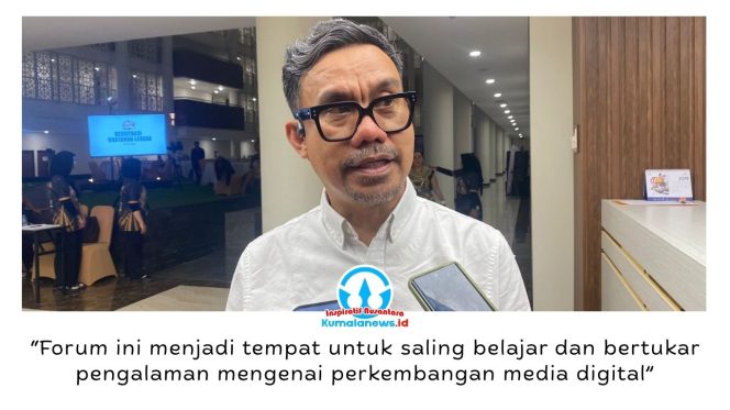 
 Wakil Ketua Asosiasi Media Siber Indonesia (AMSI), Upi Asmaradhana, menyampaikan pandangannya tentang tantangan dan peluang media di era digital dalam Konvensi Media Siber yang menjadi rangkaian Wartawan Legend Bedapatan ke-4 di Hotel Claro Pandurata, Samarinda, Sabtu (13/6/2026) malam. Foto: Indirwan.