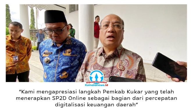 
 Sekretaris Direktorat Jenderal Bina Keuangan Daerah Kemendagri, Horas Maurits Panjaitan, memberikan keterangan usai peluncuran SP2D Online oleh Pemkab Kutai Kartanegara di Pendopo Odah Etam, Tenggarong, Rabu (17/6/2026). Ia mengapresiasi langkah Kukar dalam mempercepat transformasi digital dan penguatan tata kelola keuangan daerah yang transparan dan akuntabel. Foto: Fairuzzabady.