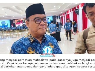 Wakil Wali Kota Balikpapan, Dr. Ir. H. Bagus Susetyo, M.M., memberikan keterangan terkait tindak lanjut pemerintah atas aspirasi mahasiswa yang menyoroti persoalan PJU, kekurangan tenaga pendidik dan kesehatan, antrean BBM bersubsidi, serta dampak PHK di sektor pertambangan. Foto: M Hilmansyah.