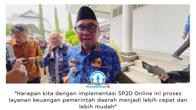 
 Bupati Kutai Kartanegara, Aulia Rahman Basri, memberikan keterangan usai peluncuran SP2D Online di Pendopo Odah Etam, Tenggarong, Rabu (17/6/2026). Menurutnya, sistem tersebut akan mempercepat layanan keuangan daerah sekaligus mengurangi proses administrasi manual berbasis dokumen fisik. Foto: Fairuzzabady.