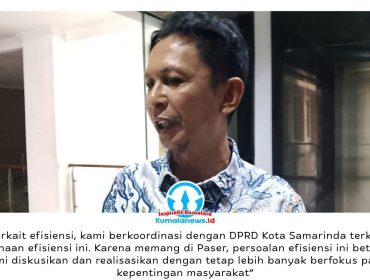 Ketua Komisi I DPRD Kabupaten Paser, Kasri, memberikan keterangan kepada awak media usai melakukan kunjungan kerja ke DPRD Kota Samarinda, Kamis (4/6/2026). Kunjungan tersebut dilakukan untuk berkoordinasi dan bertukar pengalaman terkait penerapan kebijakan efisiensi anggaran, termasuk langkah-langkah penghematan belanja operasional tanpa mengurangi pelayanan kepada masyarakat. Foto: Yana Ashari.