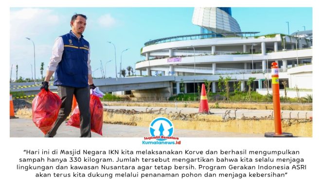 
 Ratusan peserta antusias mengikuti kegiatan kerja bakti lingkungan (korve) di kawasan Masjid Negara IKN dalam rangka memperingati Hari Lingkungan Hidup Sedunia 2026, sebagai wujud dukungan terhadap gerakan menjaga kebersihan dan kelestarian lingkungan. Foto: Dok. Humas Otorita IKN.