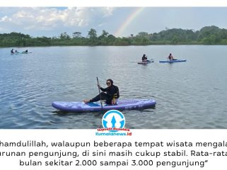 Komunitas paddle board rutin beraktivitas di kawasan danau Taman Seri Loa Tuwi, Desa Loa Ulung, Kecamatan Tenggarong Seberang, Kutai Kartanegara. Dalam sekitar satu bulan terakhir, area wisata tersebut mulai menjadi pusat kegiatan komunitas yang diikuti peserta dari Tenggarong, Samarinda, hingga Balikpapan. Foto: Fairuzzabady.