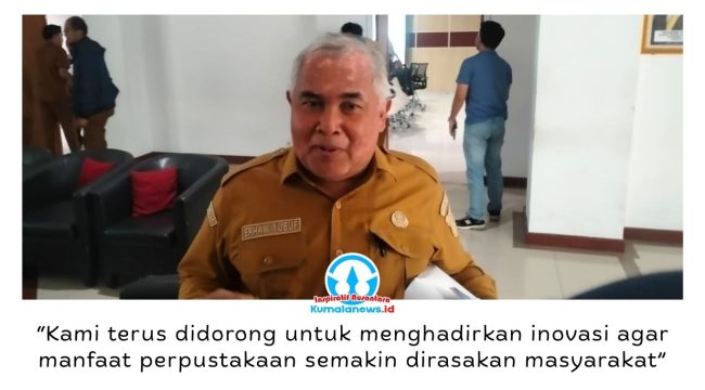 Kepala Dinas Perpustakaan dan Kearsipan Kota Samarinda, Erham Yusuf, menegaskan komitmen pihaknya untuk terus menghadirkan inovasi dan memperkuat budaya literasi usai mengikuti hearing bersama Komisi IV DPRD Kota Samarinda, Senin (20/7/2026). Foto: Yana Ashari.